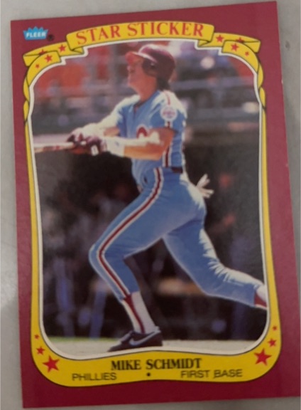 1986 Fleer Star Stickers #107 Mike Schmidt — front