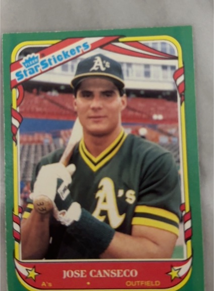 1987 Fleer Star Stickers #19 Jose Canseco — front