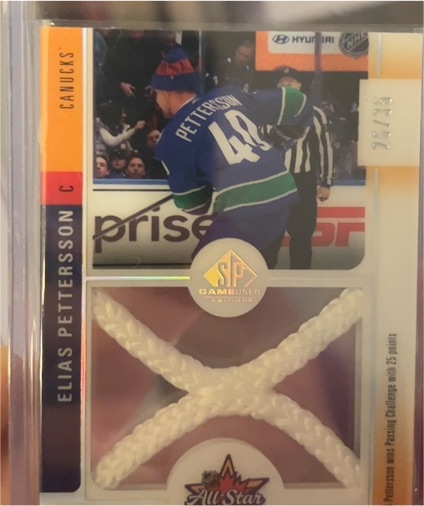 2024-25 Upper Deck SP Game Used All-Star Skills Net Cord Elias Pettersson #14/35 — front