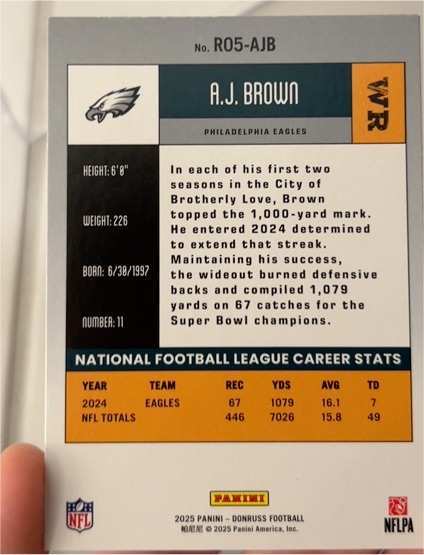 2025 Panini Donruss Football #R05-AJB A.J. Brown — front