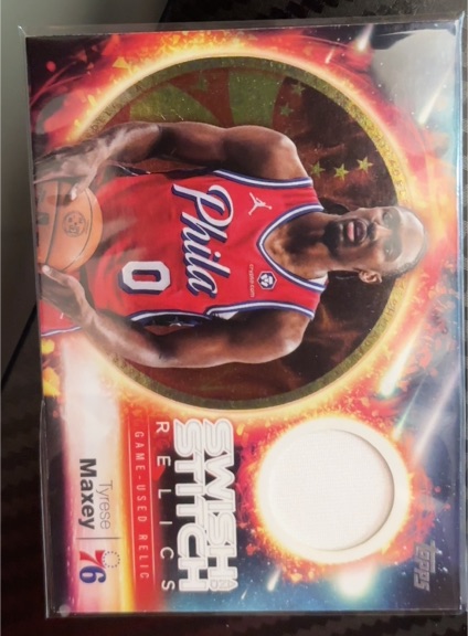 2025 Topps #76 Tyrese Maxey Swish and Stitch Relics — front