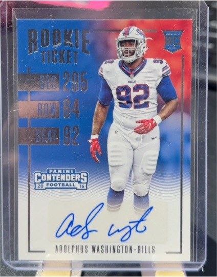 2016 Panini Contenders Rookie Ticket #202 Adolphus Washington — front