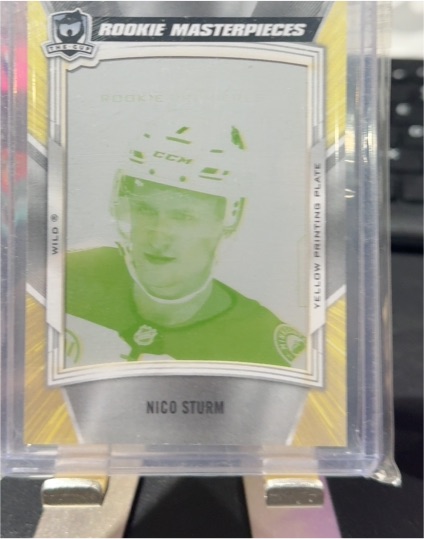 2019-20 Upper Deck The Cup Rookie Masterpieces Yellow Printing Plate Nico Sturm — front