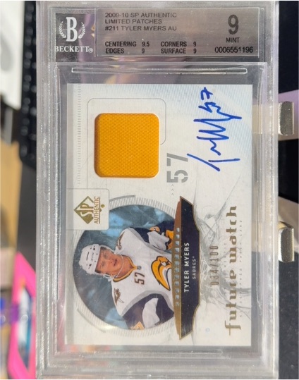 2009-10 SP Authentic #211 Tyler Myers AU — front