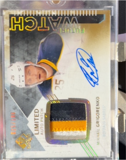 2013-14 Upper Deck SP Authentic Future Watch Limited Auto Patch #FW-LP Mikhail Grigorenko — front