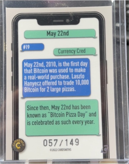 2022 CardSmiths #057 Bitcoin Pizza Day — front
