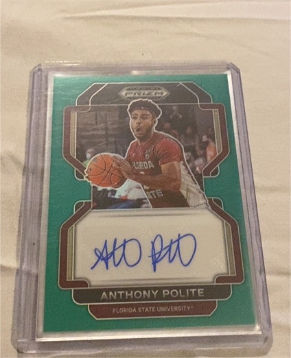 2022 Panini Prizm Draft Picks #DP-APO Anthony Polite Autograph Green — front