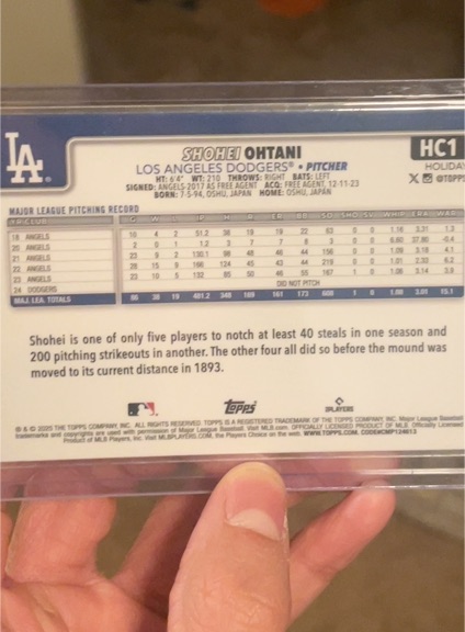 2025 Topps Holiday #HC1 Shohei Ohtani — front