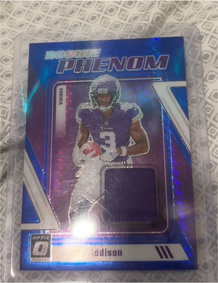 2023 Donruss Optic #RP-JA Jordan Addison Rookie Phenom Blue Hyper Prizm — front