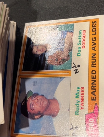 1981 Topps #7 1980 Earned Run Average Leaders Rudy May / Don Sutton — front