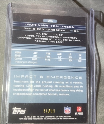 2007 Topps #36 LaDainian Tomlinson — front