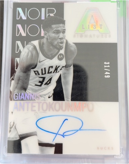 2022 Panini Noir A-List Signatures #31/49 Giannis Antetokounmpo — front