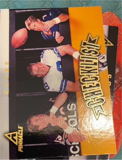 1997 Pinnacle #200 Troy Aikman / John Elway / Rick Mirer — front