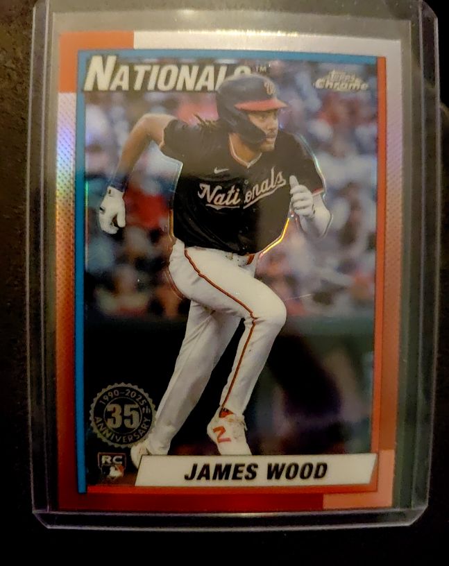 2025 Topps Chrome #90CB-15 James Wood 35th Anniversary Rookie Card — front