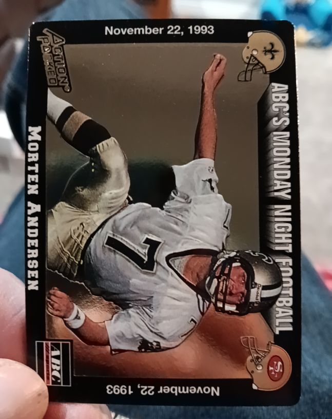 1993 Action Packed Monday Night Football #48 Morten Andersen — front