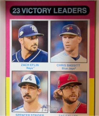 2024 Topps Heritage #310 23 Victory Leaders Zach Eflin Chris Bassitt Spencer Strider Zac Gallen — front