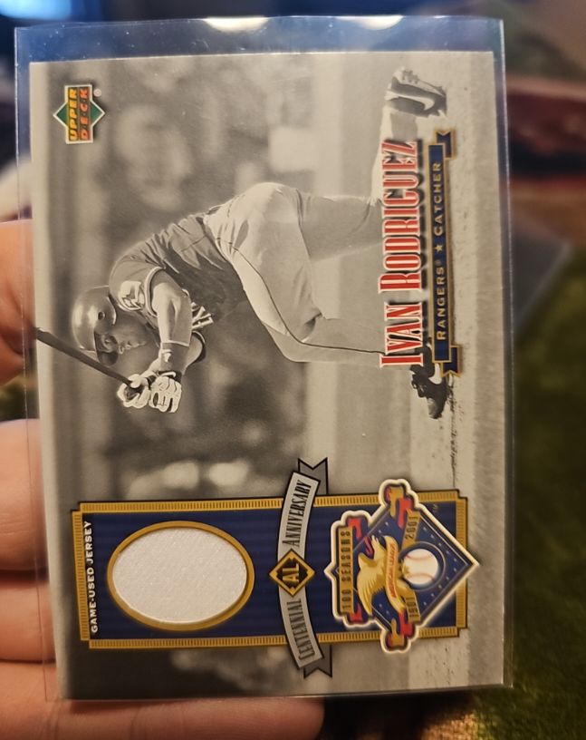 2002 Upper Deck AL Centennial Memorabilia #ALJIR Ivan Rodriguez — front