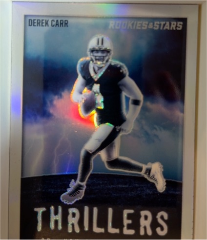2023 Panini Rookies & Stars #TH-21 Derek Carr Thrillers Silver Prizm — front