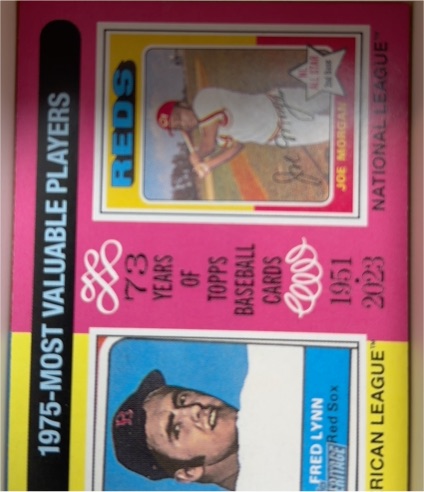 2024 Topps Heritage #194 1975 MVPs (Fred Lynn / Joe Morgan) — front