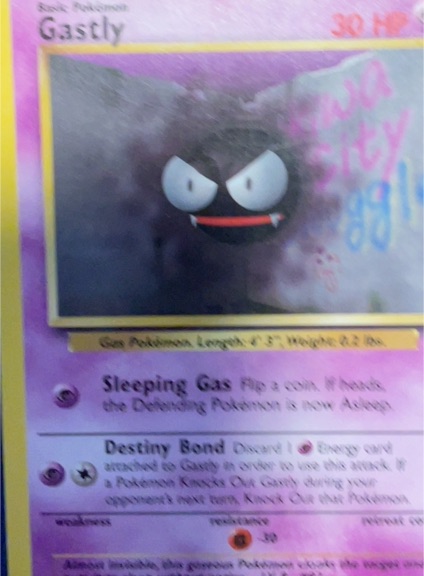 1999 Pokémon Base Set #50 Gastly — front