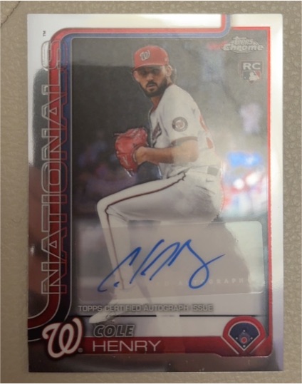 2025 Topps Chrome Update #RA-DH Cole Henry — front