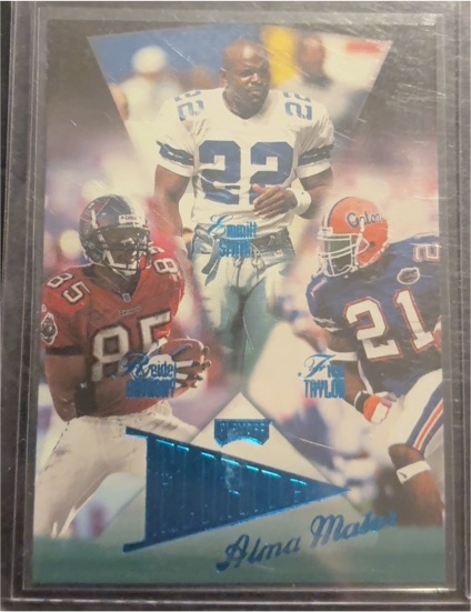 1998 Prestige Alma Mater Blue #5 Emmitt Smith Fred Taylor Anthony Reidel — front