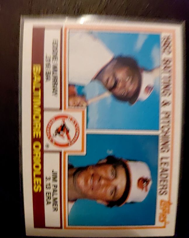 1983 Topps #21 Baltimore Orioles Batting & Pitching Leaders Eddie Murray/Jim Palmer — front