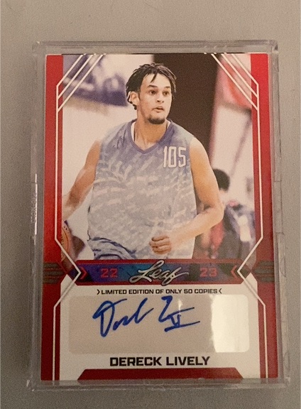 2022-23 Leaf Draft Base Auto Red Dereck Lively #BA-DL1 — front