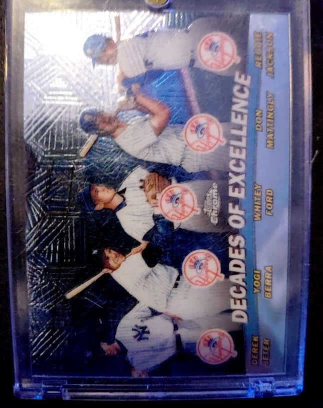 2001 Topps Chrome #TC1 Decades of Excellence Derek Jeter Don Mattingly Reggie Jackson Whitey Ford Yogi Berra — front