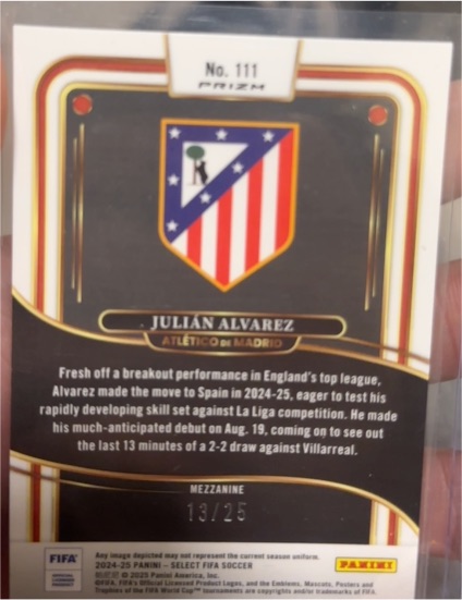 2024-25 Panini Select La Liga Mezzanine #111 Julián Álvarez — front
