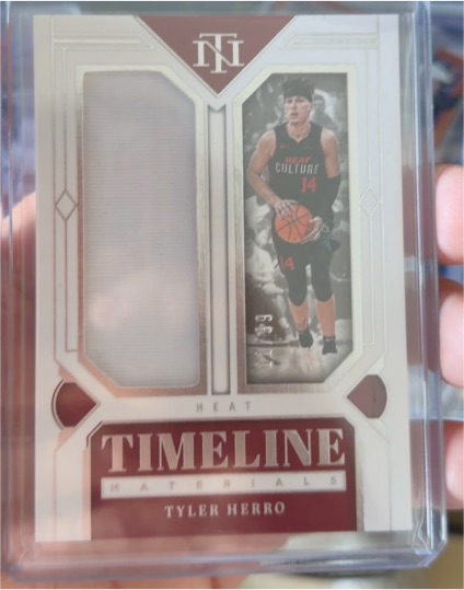 2023-24 Panini National Treasures Timeline Materials #TM-TH Tyler Herro — front