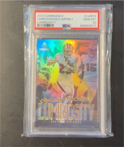 2023 Panini Luminance #LUM18 Christian McCaffrey Luminosity — front