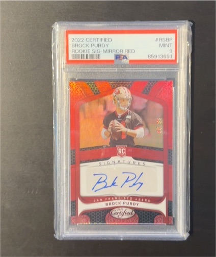 2022 Panini Certified #RSBP Brock Purdy Rookie Signatures Mirror Red — front
