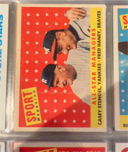 1958 Topps #475 All-Star Managers Casey Stengel and Fred Haney — front