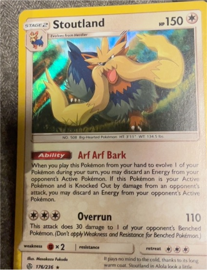 2019 Pokemon Cosmic Eclipse #176 Stoutland — front