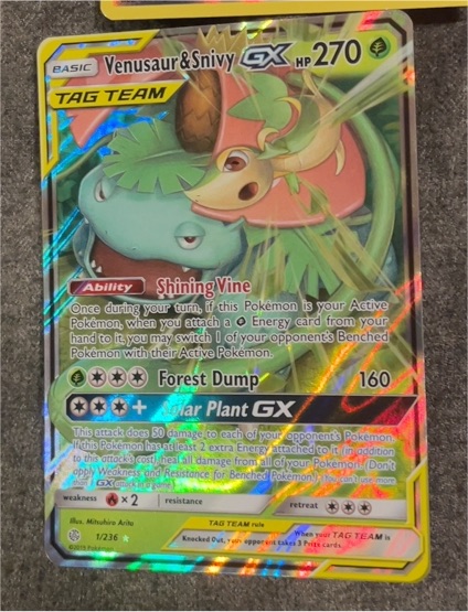 2019 Pokémon SM Cosmic Eclipse #1 Venusaur & Snivy GX — front