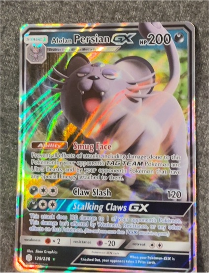 2019 Pokémon Cosmic Eclipse #129 Alolan Persian GX — front