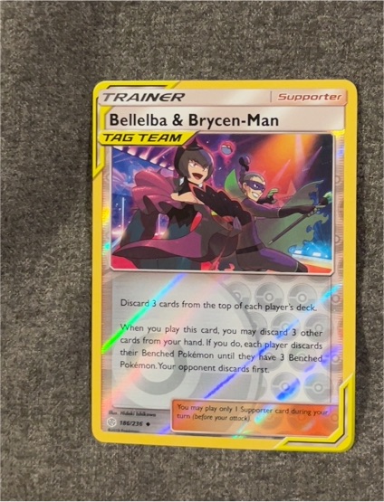 2019 Pokémon TCG Cosmic Eclipse #186 Bellelba & Brycen-Man — front