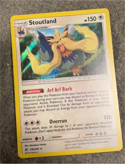 2019 Pokemon Cosmic Eclipse #176 Stoutland — front