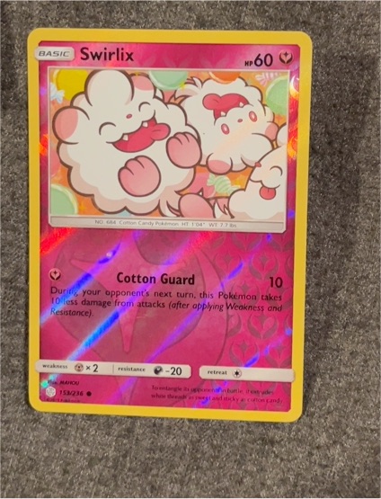 2019 Pokemon Sun & Moon Cosmic Eclipse #153 Swirlix — front