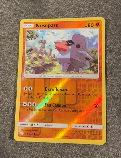 2019 Pokémon Sun & Moon Cosmic Eclipse #106 Nosepass — front