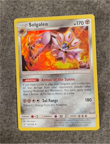 2019 Pokémon TCG Cosmic Eclipse #142 Solgaleo — front