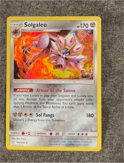 2019 Pokemon Sun & Moon Cosmic Eclipse #142 Solgaleo — front