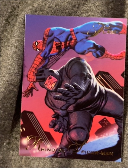 1994 Flair Marvel Annual #23 Rhino vs Spider-Man — front