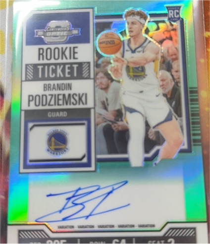 2023 Panini Contenders Optic #106 Brandin Podziemski Rookie Ticket Variation Auto — front