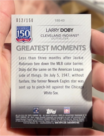 2019 Topps 150 Years of Professional Baseball #150-43 Larry Doby — front