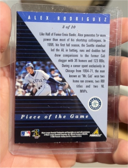 1998 Pinnacle Plus Piece of the Game #3 Alex Rodriguez — front