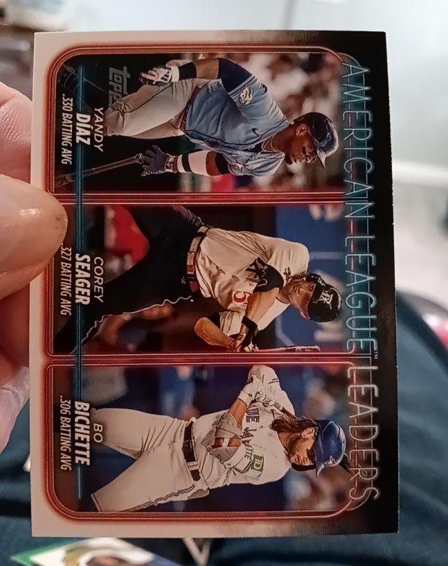 2024 Topps Series 1 #149 American League Leaders Yandy Diaz Corey Seager Bo Bichette — front