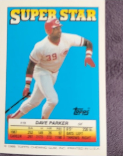 1988 Topps Stickers #19 Dave Parker Super Star Backs — front