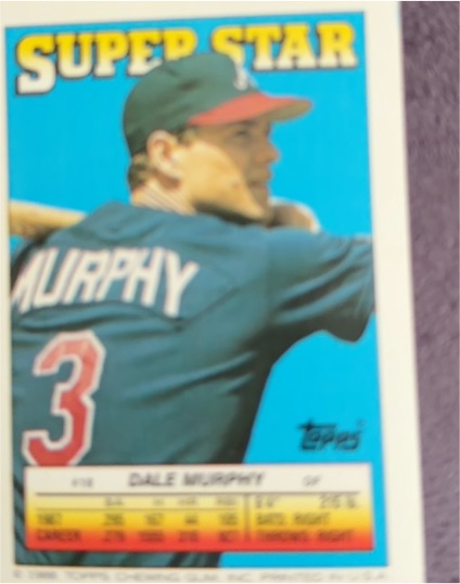 1988 Topps #18 Dale Murphy Super Star Sticker — front